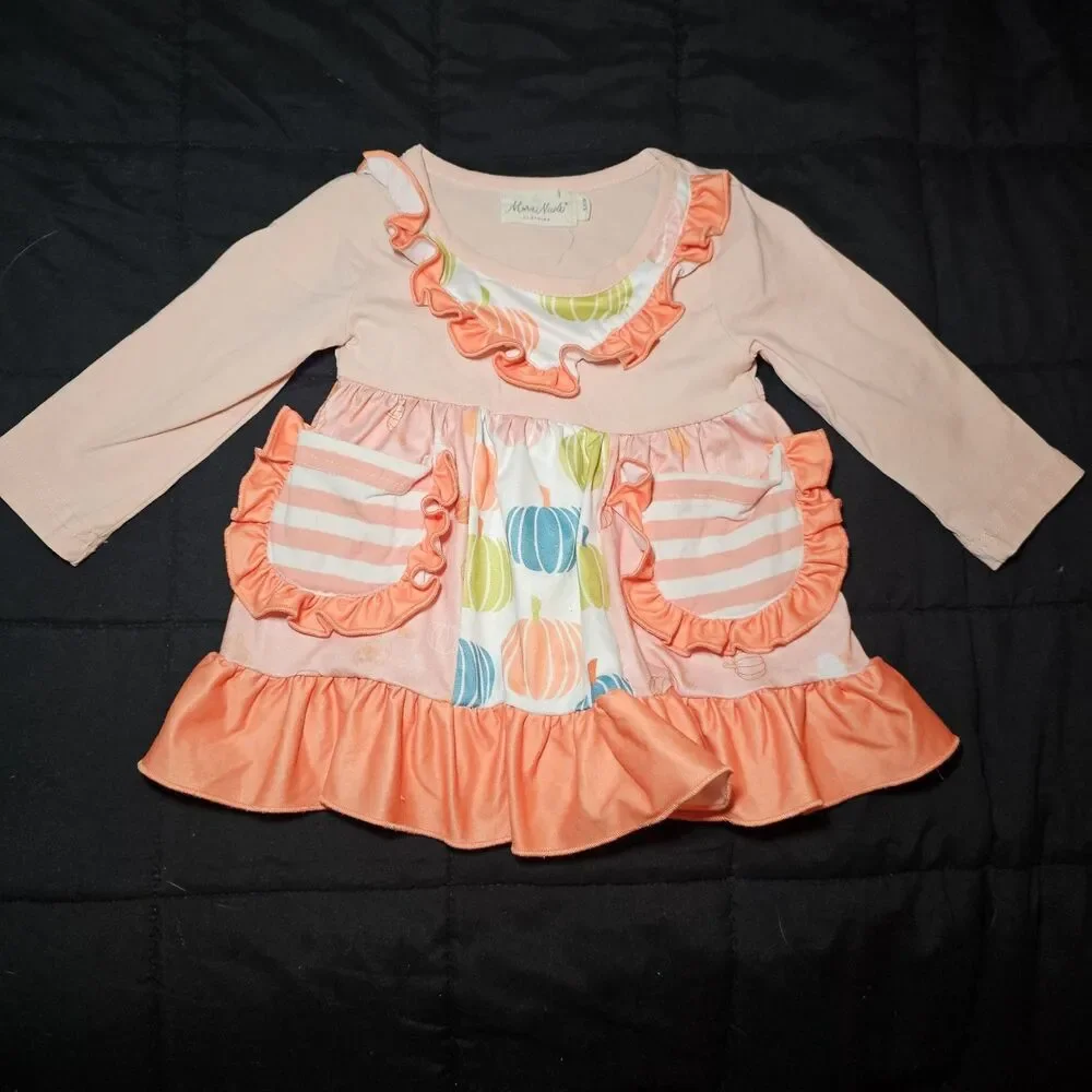 Marie Nicole Pumpkin Ruffle Tunic Dress Top 3XS
